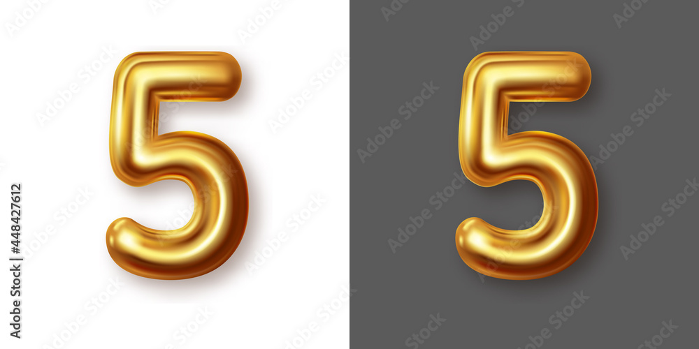 Metallic gold numeral symbol - 5. Creative vector illustration Metallic gold numeral symbol - 5. Creative vector illustration