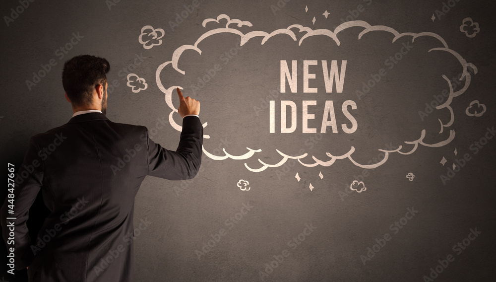 businessman drawing a cloud with inscription