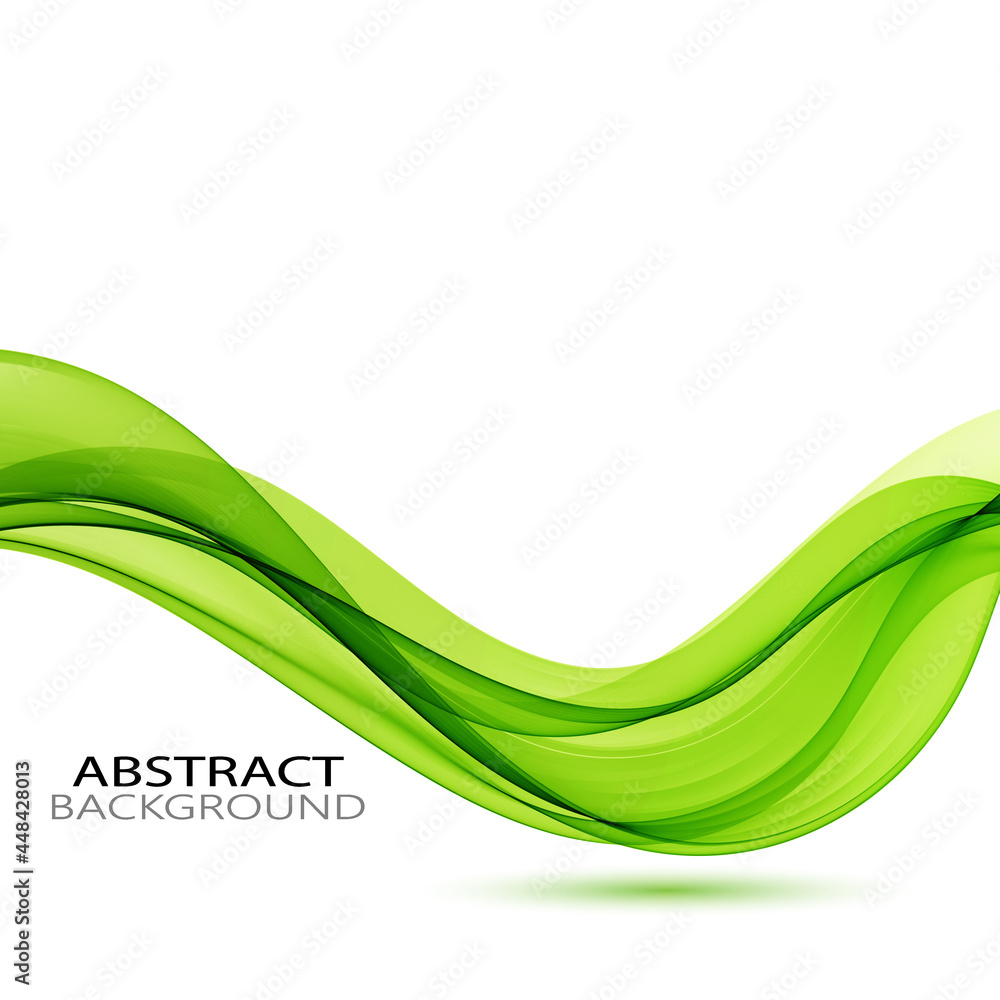 Wave with shadow.Abstract green lines on a white background. Design element. Wave with shadow.Abstract green lines on a white background. Design element.
