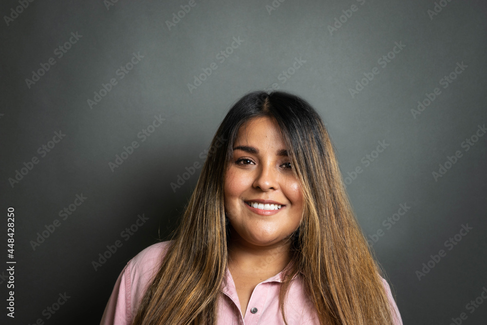 portrait of beautiful and happy Hispanic woman smiling. young mexican person portrait of beautiful and happy Hispanic woman smiling. young mexican person