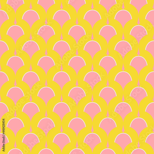 Retro Style Bright Pink And Yellow Geometric Pattern. Modern Art Deco Vector Seamless Pattern Design. Retro Patten For Home Décor, Textile, Interior Design.