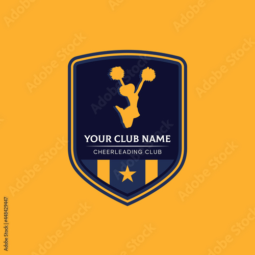 Cheerleaders Patch Shield Shaped Emblem with Silhouette of Girl Jumping