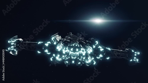 Large Future Spaceship Flying Away Through the Stars