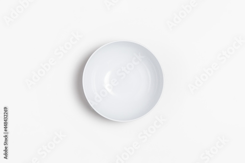 Ceramic food container Mock-up isolated on white background. Deep bowl. High-resolution photo.Top view.