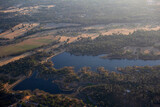 Aerial view of Ross Pond on Ross Ranch in Redding, California. 