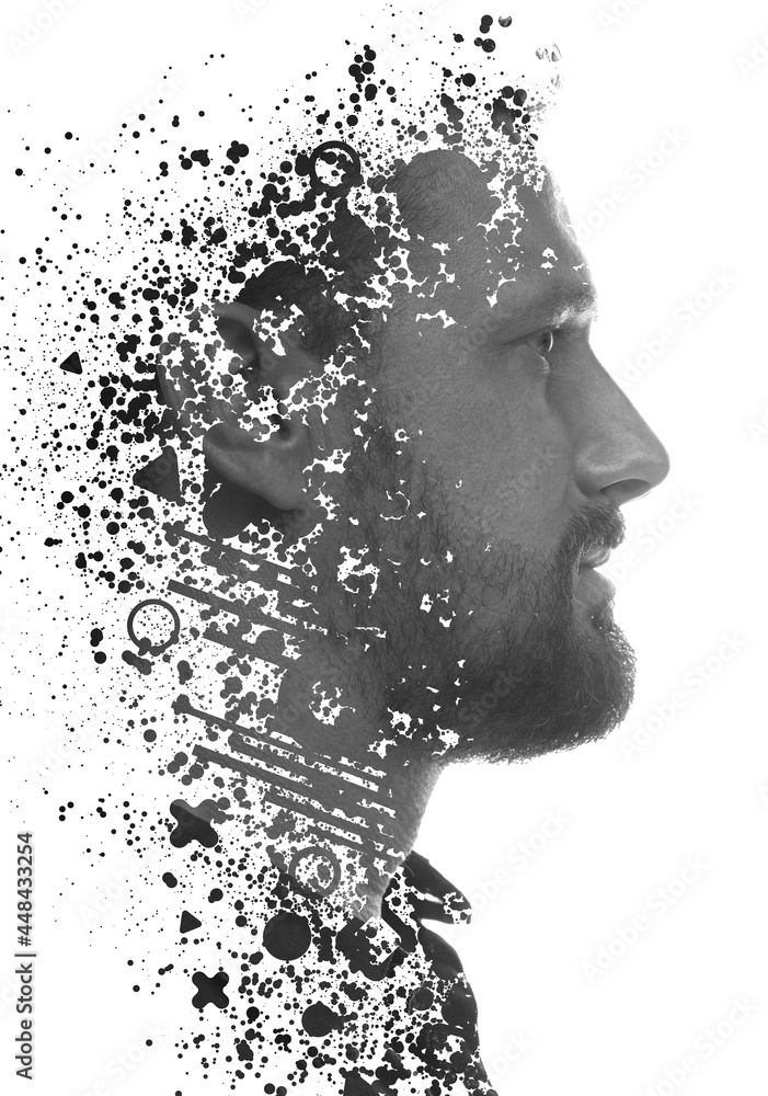 A crumbling portrait of a man's profile A crumbling portrait of a man's profile
