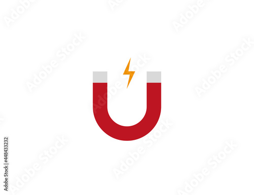 Magnetic attraction, magnet icon. Vector illustration, flat.
