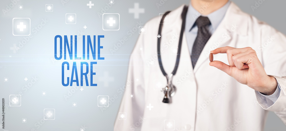 Close-up of a doctor giving a pill