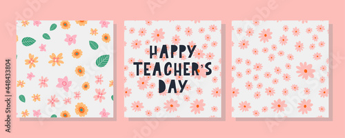 Vector illustration of a stylish text for Happy Teacher's Day Flowers