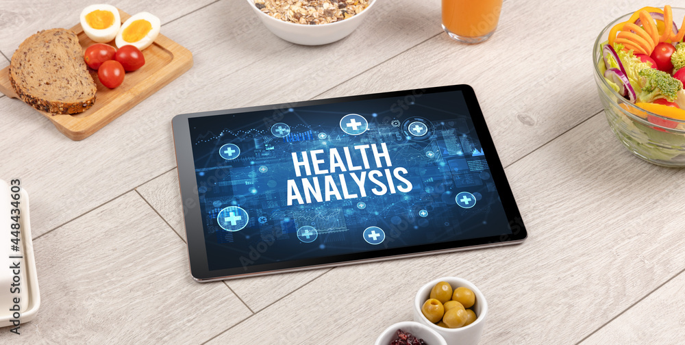 Tablet Pc with fruits, healthy concept Tablet Pc with fruits, healthy concept