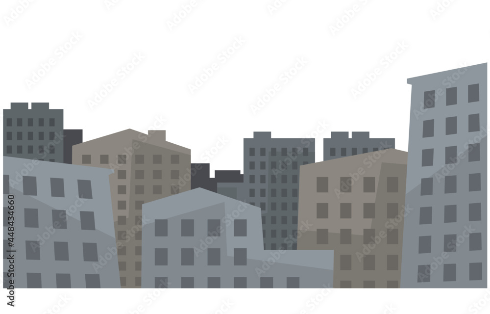 Urban landscape. Stylized drawing of city houses. Vector image for prints, poster and illustrations.