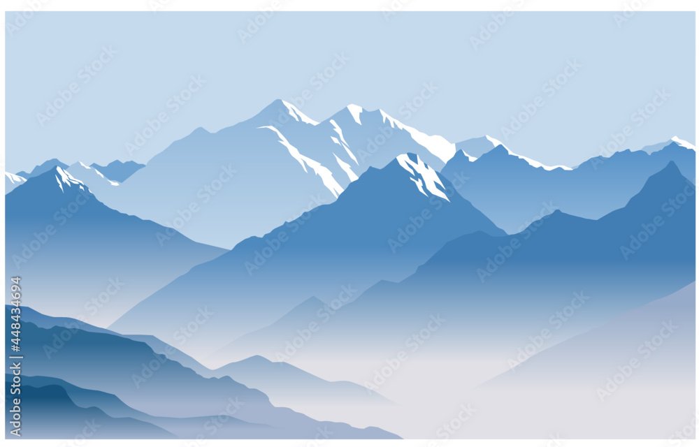 Vecteur Stock Snowcapped mountain peaks. Great mountain range. Vector