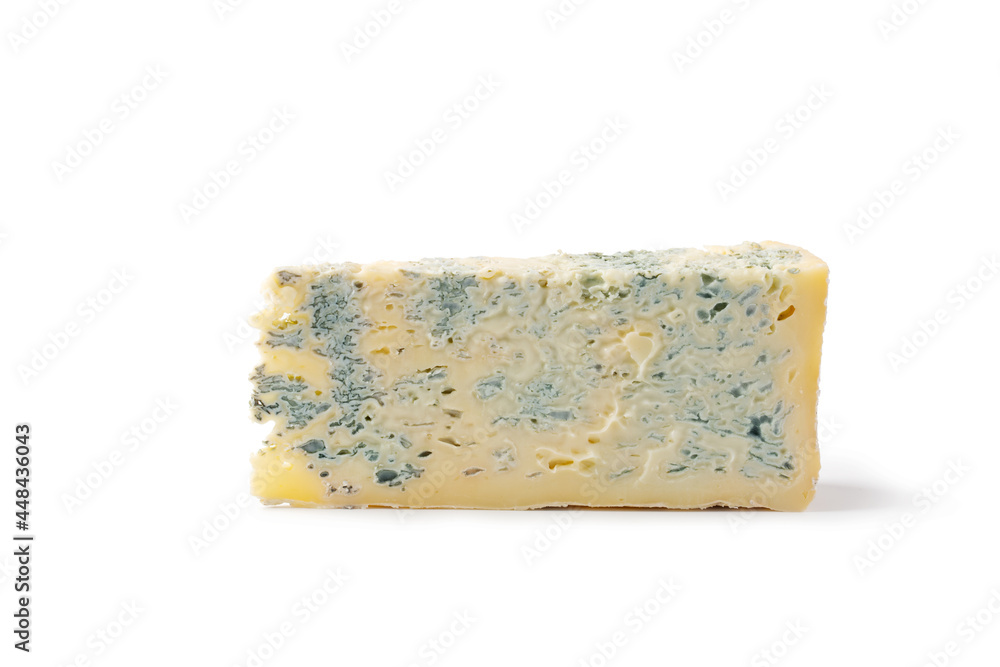 Gorgonzola cheese with blue mold on a white background. Isolated