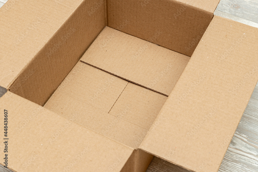 Open cardboard box for packaging close up Open cardboard box for packaging close up