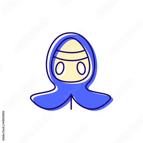 Cyberpunk wear color icon. Futuristic mask. High tech technology. Future with robot technology