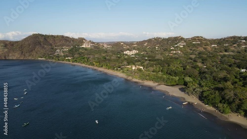 Beautiful white sand beach Costa Rica guanacaste aerial Hermosa beach photo