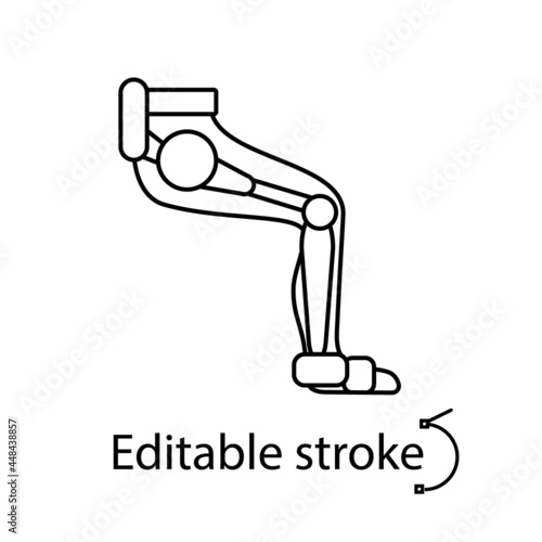 Muscular leg with exoskeleton outline icon. Futuristic medicine. Rehabilitation help
