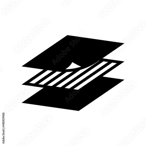 Multilayer material glyph icon. Fabric feature. Textile industry. Material quality. Fiber type