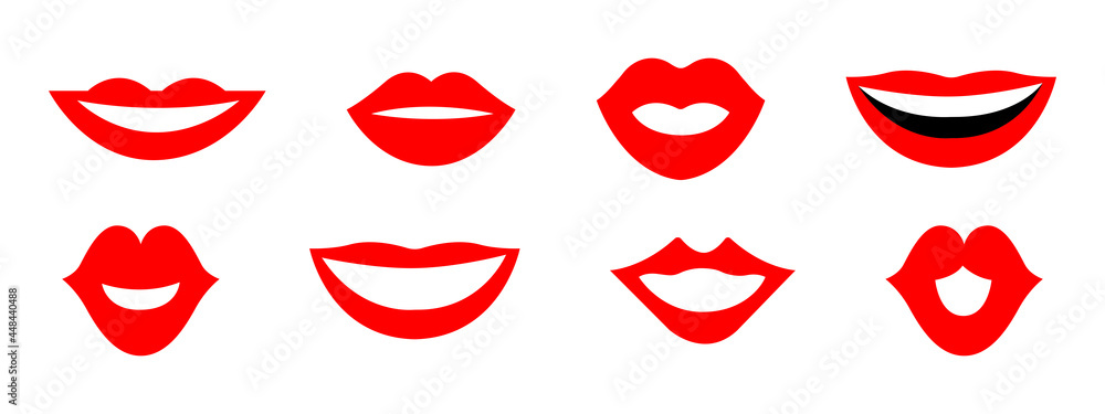 Set of Red Lips Isolated on White Background. Vector Illustration Set of Red Lips Isolated on White Background. Vector Illustration