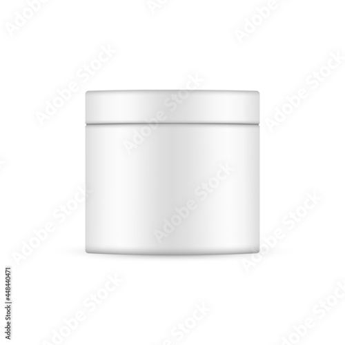 Cosmetic Jar Mockup Isolated on White Background, Front View. Vector illustration