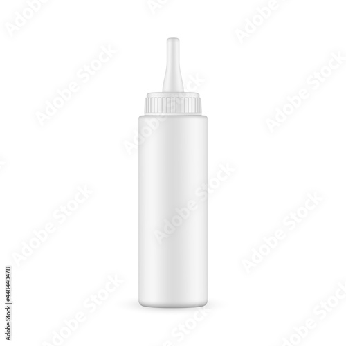 Plastic Bottle with Long Tip Cap, Isolated on White Background. Vector Illustration
