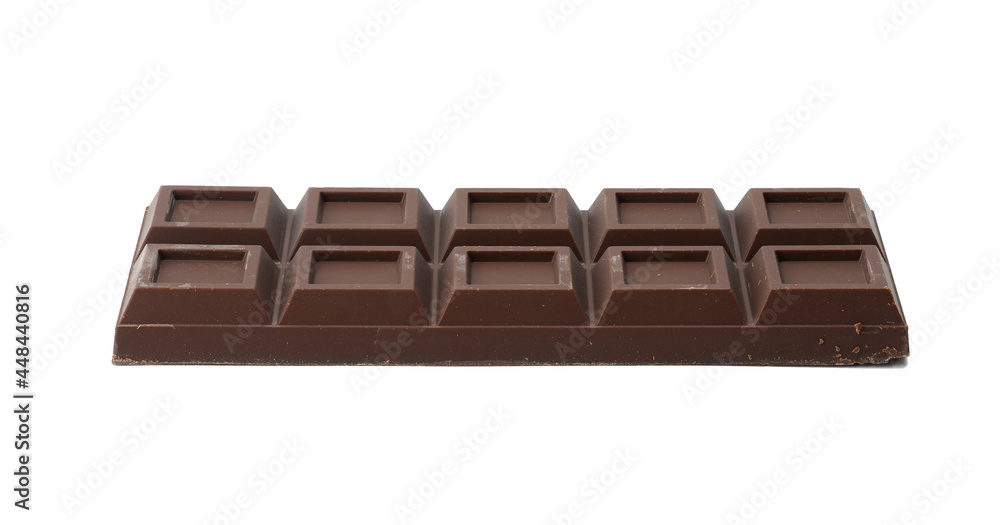 bar of dark chocolate isolated on white background, close up bar of dark chocolate isolated on white background, close up
