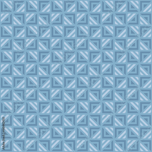 Blue geometric square / triangle tile pattern. Decorative modern abstract background design.