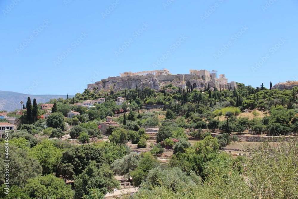 The Acropolis overlooking from Ancient Agora, Athens, Greece