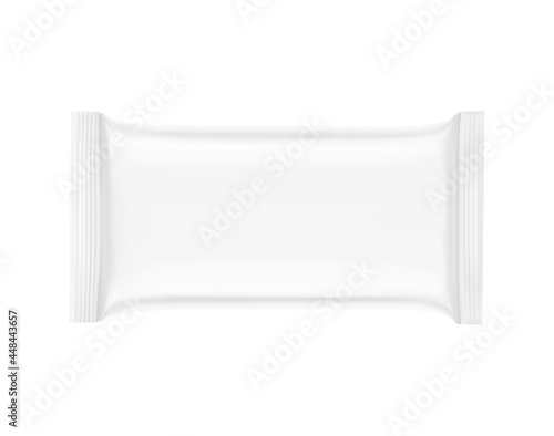 Blank flow pack isolated on white background. Vector illustration. Mockup can be used in the adv, promo, package, etc.