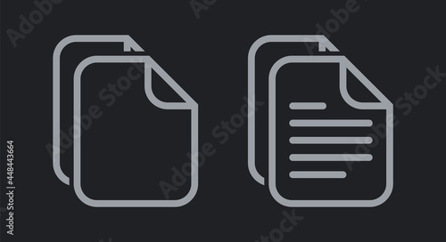 Folded paper document icons. Vector icon illustrations of document paper with folded corner.