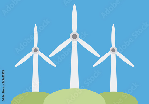 Molinos eólicos en montaña para electricidad. 