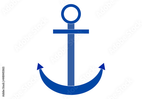Icono de ancla azul marino en fondo blanco. photo
