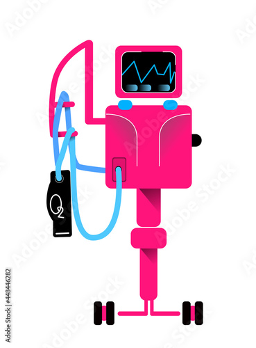 Artificial lung ventilation device. Intelligent mechanical ventilators and respiratory care supplies. Vector illsutration isolated on white background