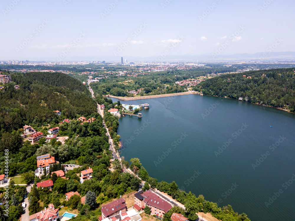 Naklejka premium Aerial summer view of Pancharevo lake, Bulgaria