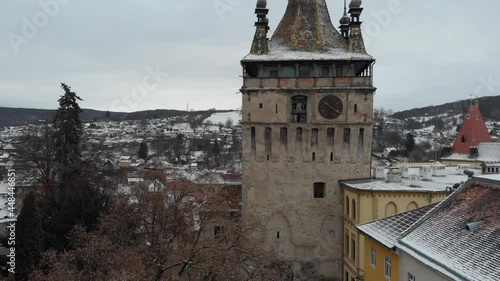  Clock tower of Sighisoara, ancient Romanian city, Transylvania. photo