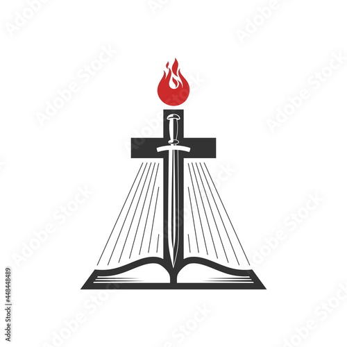 Christian illustration. Church logo. The Word of God is a two-edged sword.