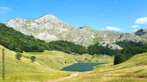 Orlovacko lake and peak Orlovac above it, mountain Zelengora, Bosnia and Herzegovina