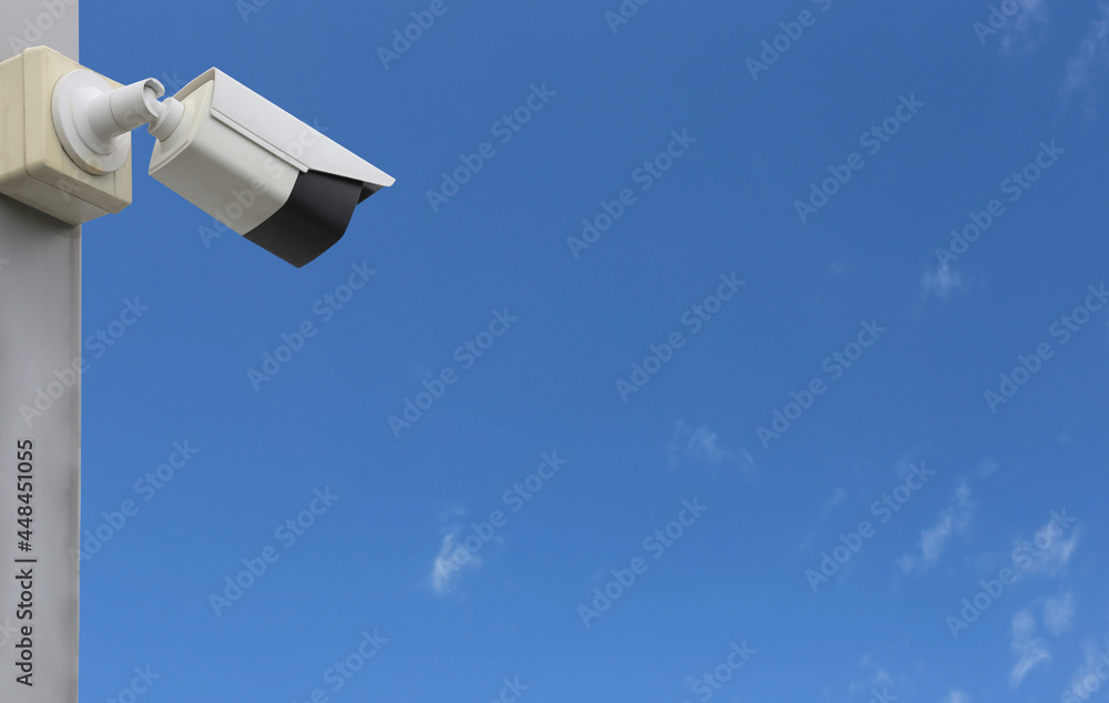 CCTV tool on blue sky background. CCTV tool on blue sky background.