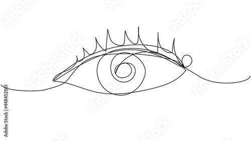 One line abstract female eye on a white background. Vision and charm symbol in vector format.