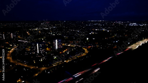 beautiful aerial view of city at night