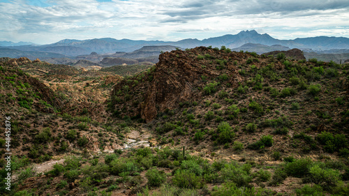 Scenic valley between mountains in the Arizona desert