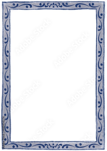 frame with flowing water pattern blue