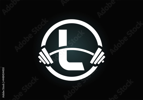 Initial L monogram alphabet with a barbell. Lifting vector logo design. Modern vector logo for bodybuilding, gym, fitness club, business, and company identity