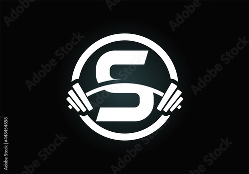 Initial S monogram alphabet with a barbell. Lifting vector logo design. Modern vector logo for bodybuilding, gym, fitness club, business, and company identity
