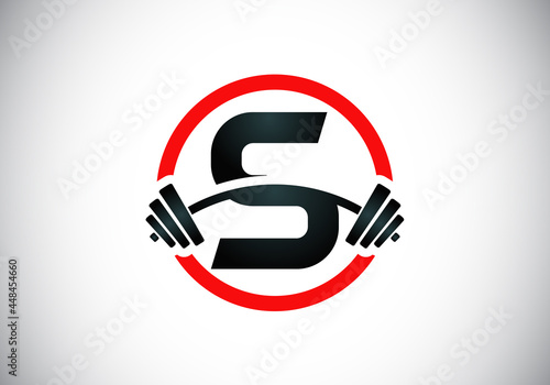 Initial S monogram alphabet with a barbell. Lifting vector logo design. Modern vector logo for bodybuilding, gym, fitness club, business, and company identity