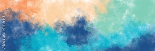 Abstract painting arts with sky blue and pastel orange brush for presentation, card background, wall decoration, or t-shirt design