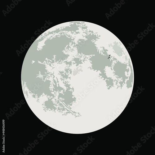 Луна вектор в плоском стиле. Moon vector in flat style. Black background.