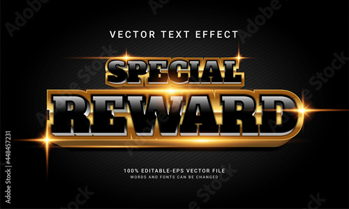 Special reward 3d editable text style effect with modern black color
