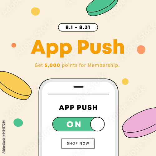 Smartphone app push event. Shopping event. Vector illustration.