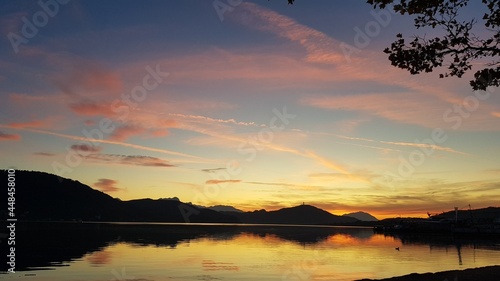 sunset over the lake